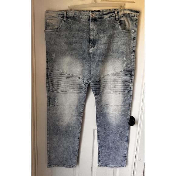 Southpole Jeans Men's Size 48 Stretch Streetwear 48x32 Acid Wash Blue Distressed - Picture 1 of 7